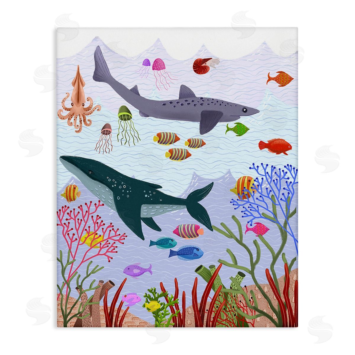 Regina Moore Underwater Sea Animals Stretched Canvas Wall Art Print