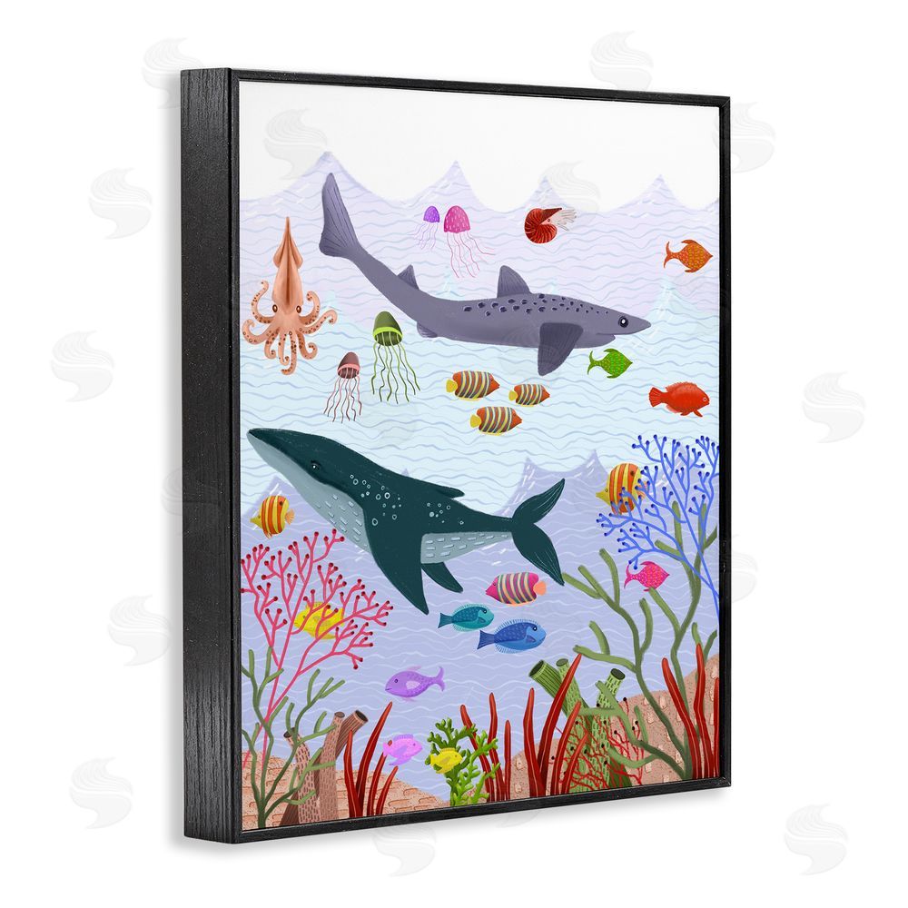 Regina Moore Underwater Sea Animals Black Framed Giclee Wall Art Print