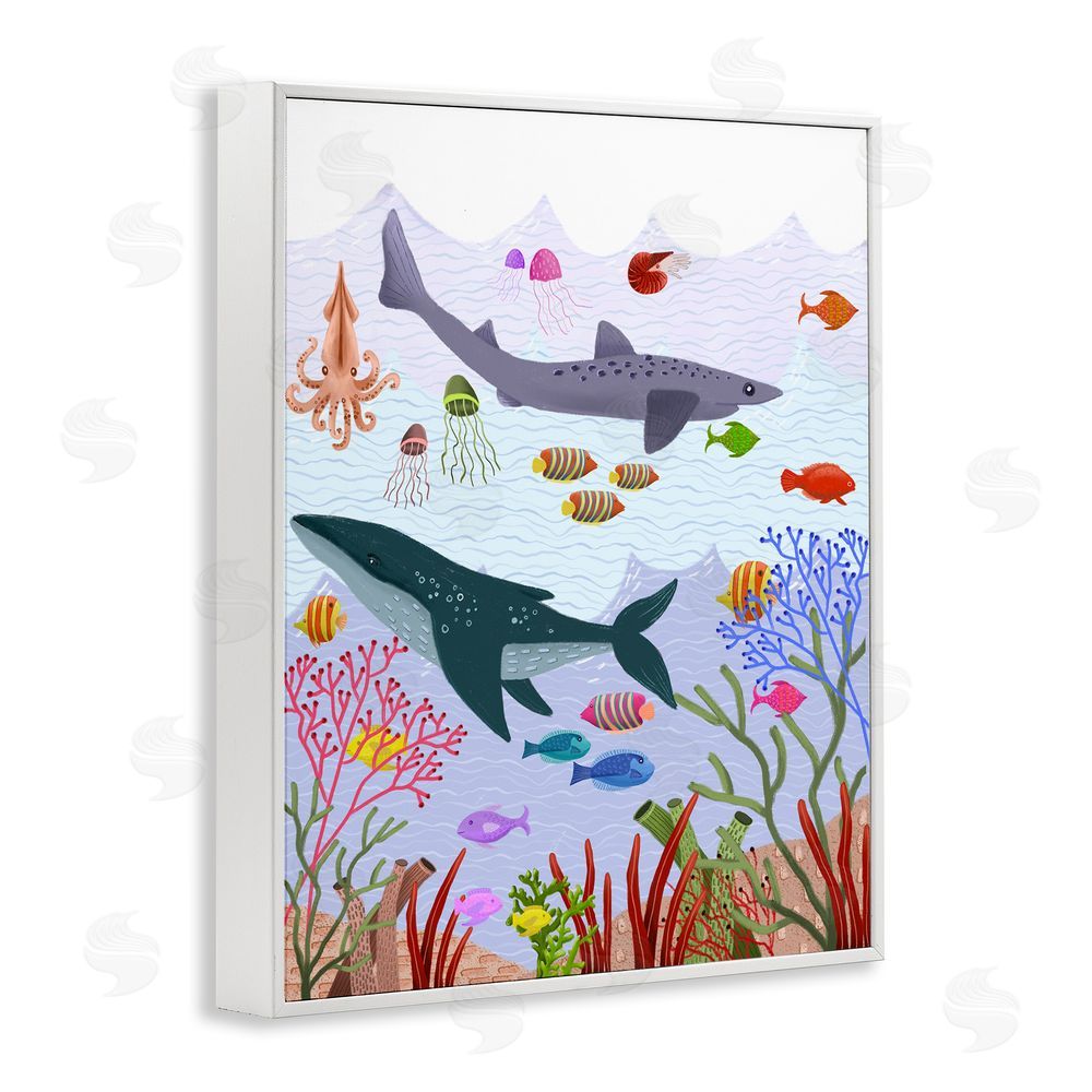 Regina Moore Underwater Sea Animals White Framed Giclee Wall Art Print