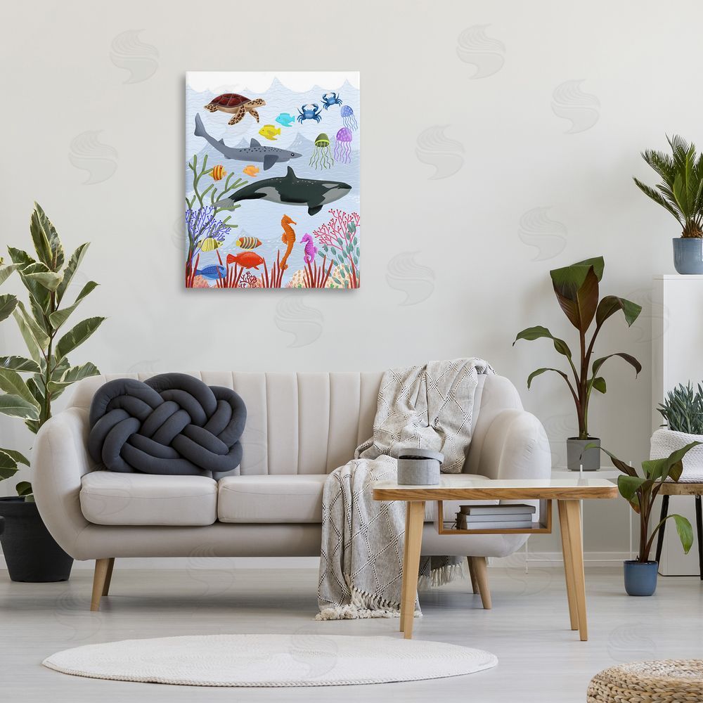Regina Moore Aquatic Animals Underwater Canvas Wall Art Print in Room