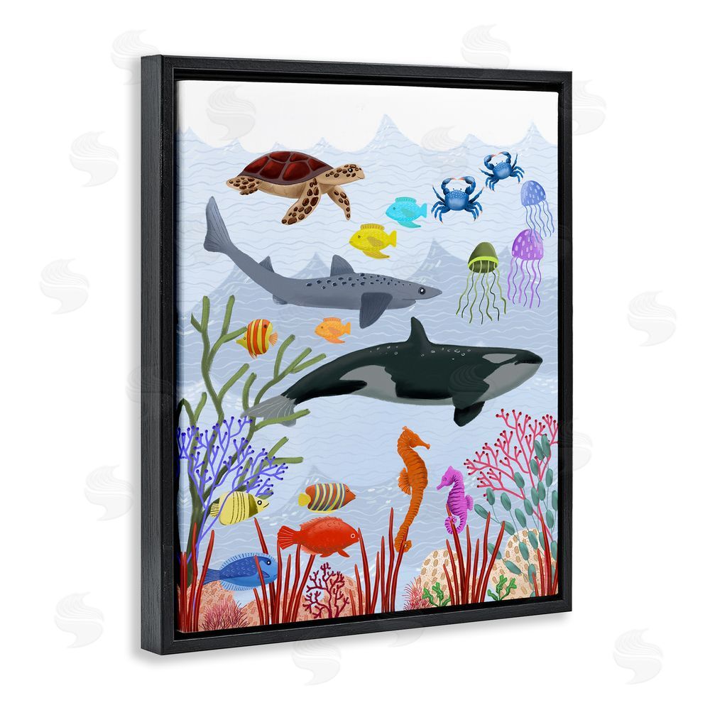 Regina Moore Aquatic Animals Underwater Black Floating Frame Canvas Wall Art Print