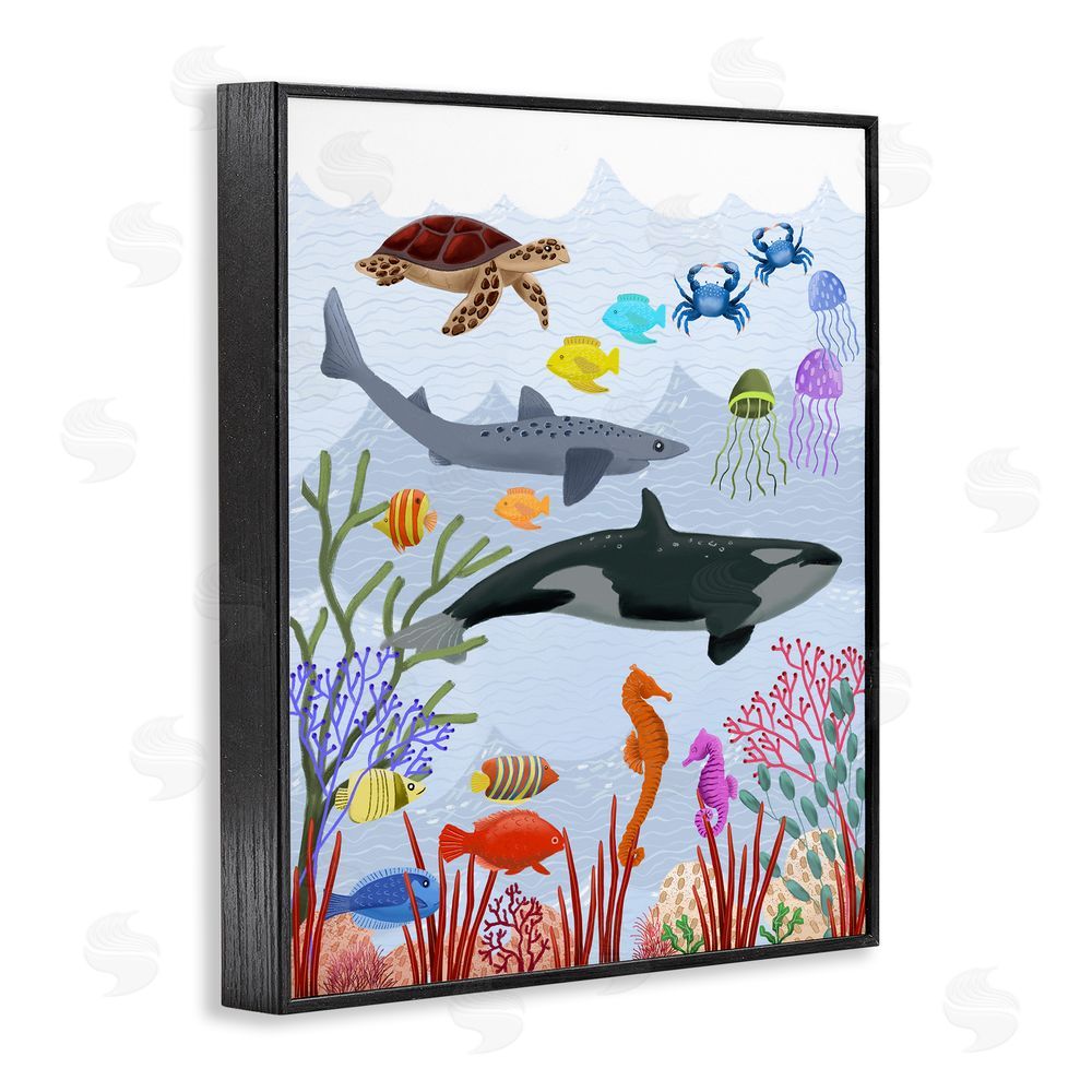 Regina Moore Aquatic Animals Underwater Black Framed Giclee Wall Art Print