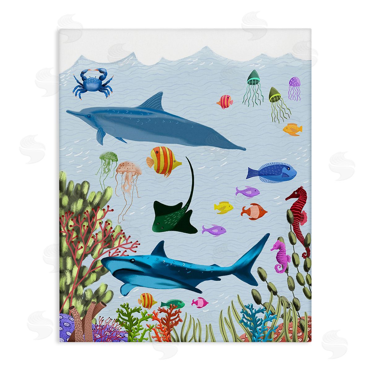 Regina Moore Sharks & Fish Underwater Stretched Canvas Wall Art Print