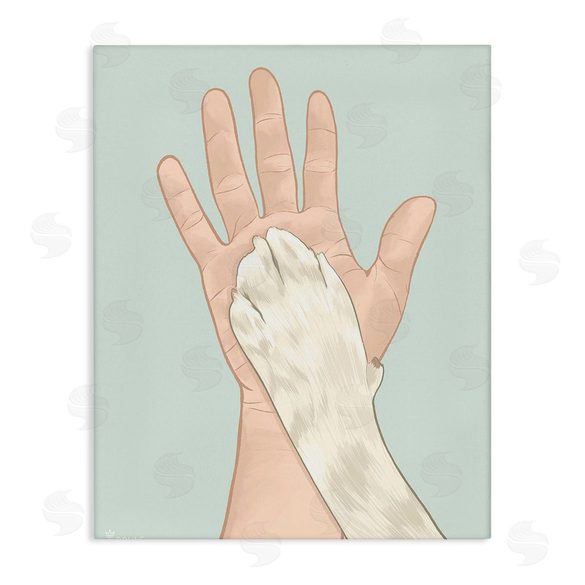 Tara Royle Cat Paw High Five Stretched Canvas Wall Art Print