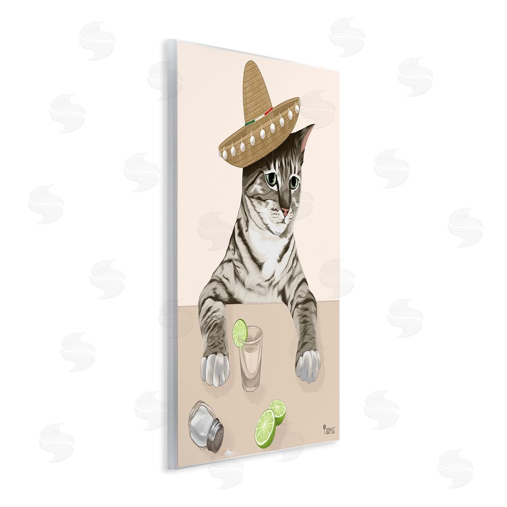 Tara Royle Sombrero Cat & Cocktail Wall Plaque Art Print