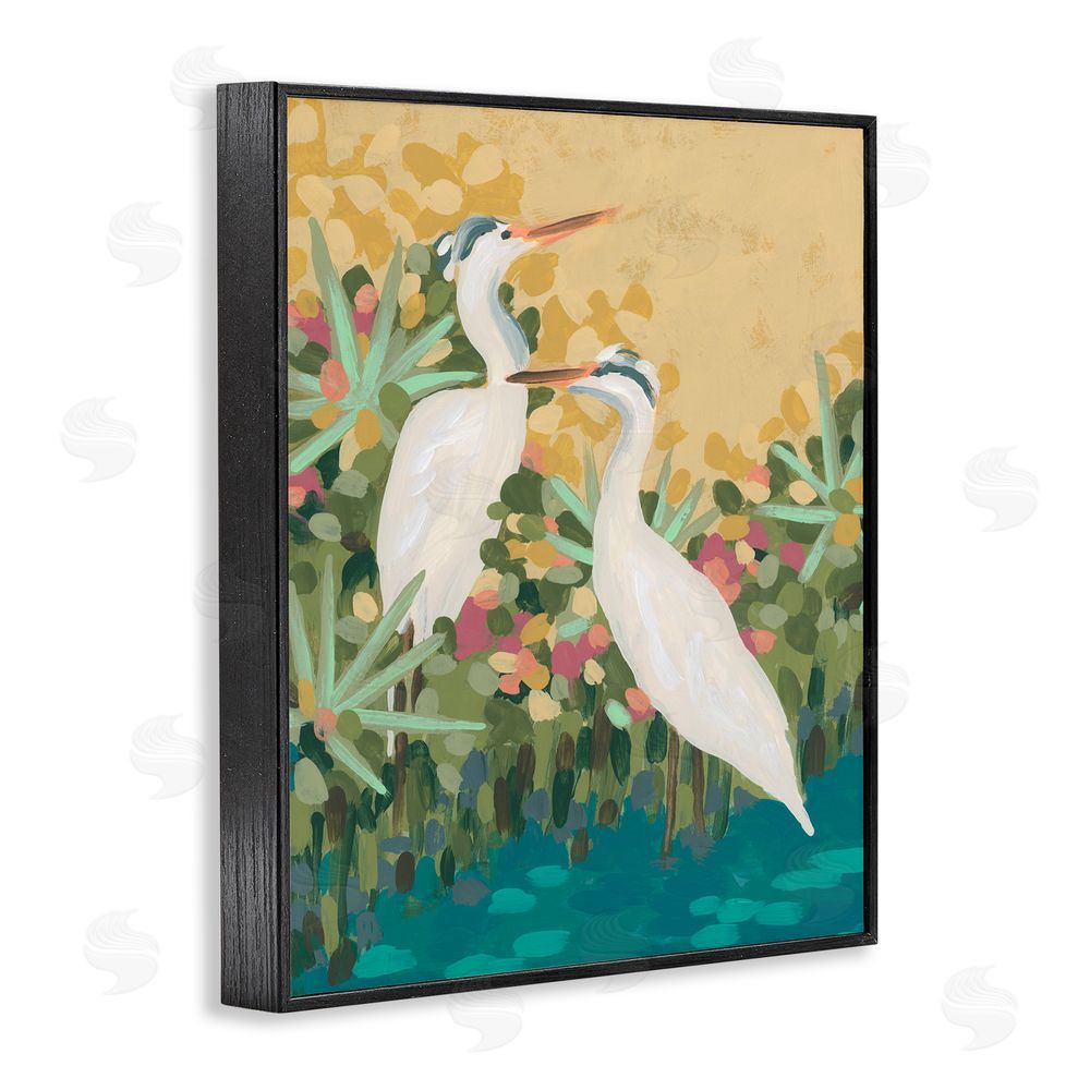 June Erica Vess Modern Birds at Pond's Edge Black Framed Giclee Wall Art Print