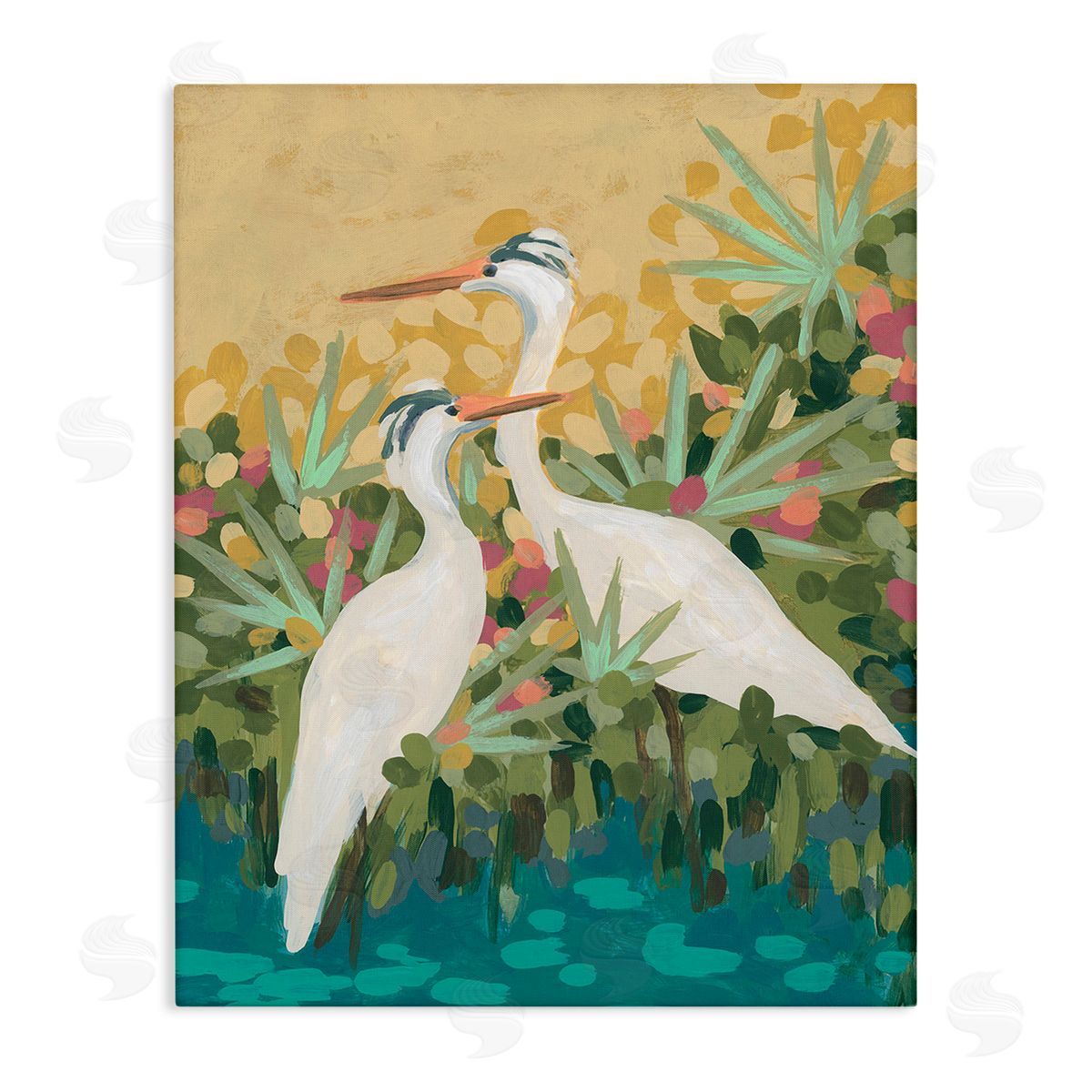 June Erica Vess Nautical Birds in River Stretched Canvas Wall Art Print