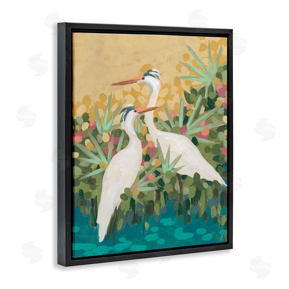 June Erica Vess Nautical Birds in River Black Floating Frame Canvas Wall Art Print