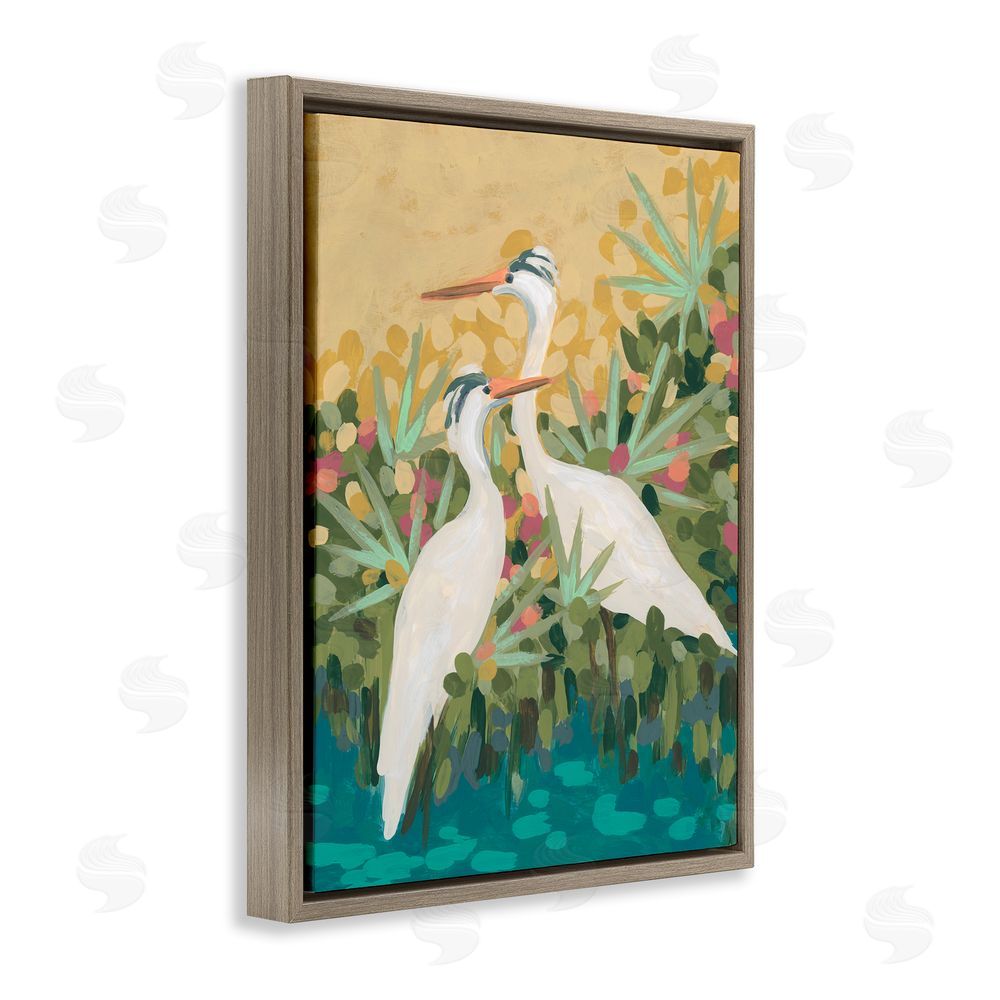 June Erica Vess Nautical Birds in River Brown Floating Frame Canvas Wall Art Print