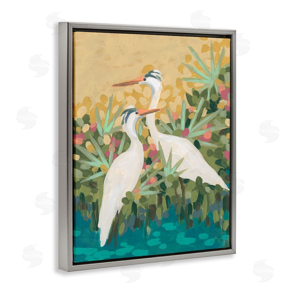 June Erica Vess Nautical Birds in River Grey Floating Frame Canvas Wall Art Print