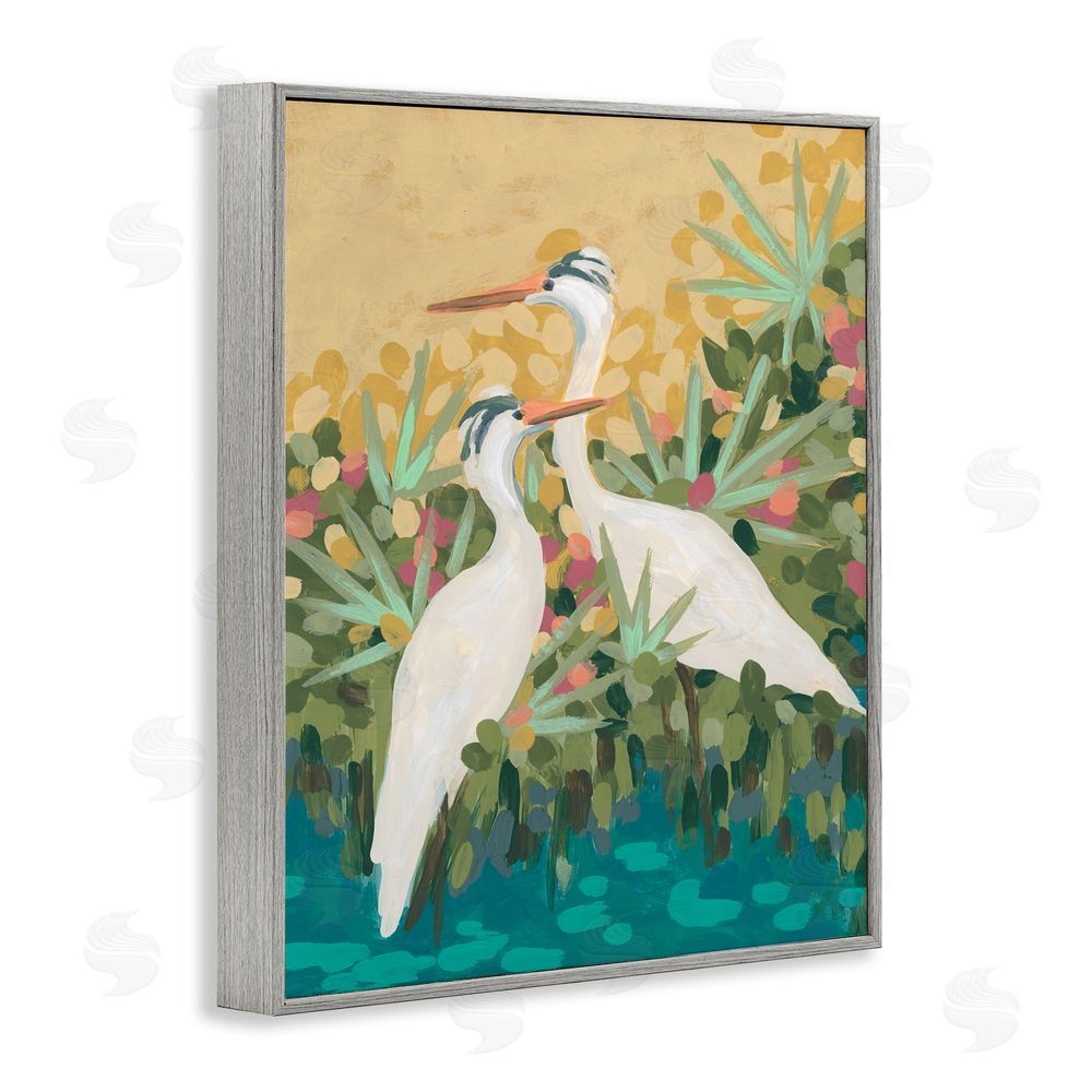 June Erica Vess Nautical Birds in River Gray Framed Giclee Wall Art Print