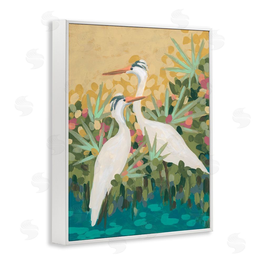 June Erica Vess Nautical Birds in River White Framed Giclee Wall Art Print