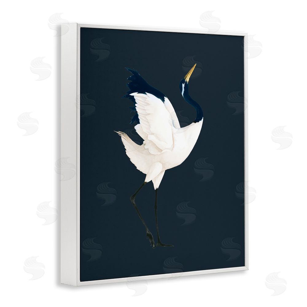Grace Popp Crane Bird Facing Right White Framed Giclee Wall Art Print