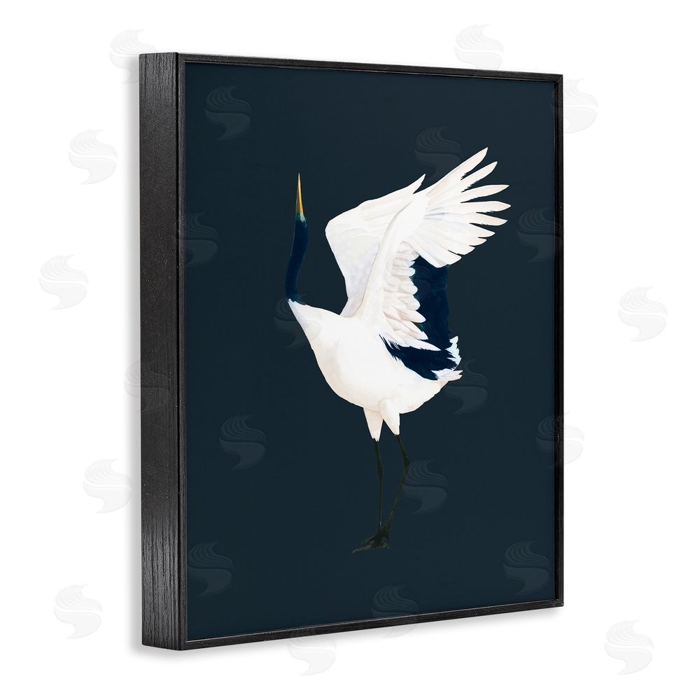 Grace Popp Crane Bird Facing Left Black Framed Giclee Wall Art Print