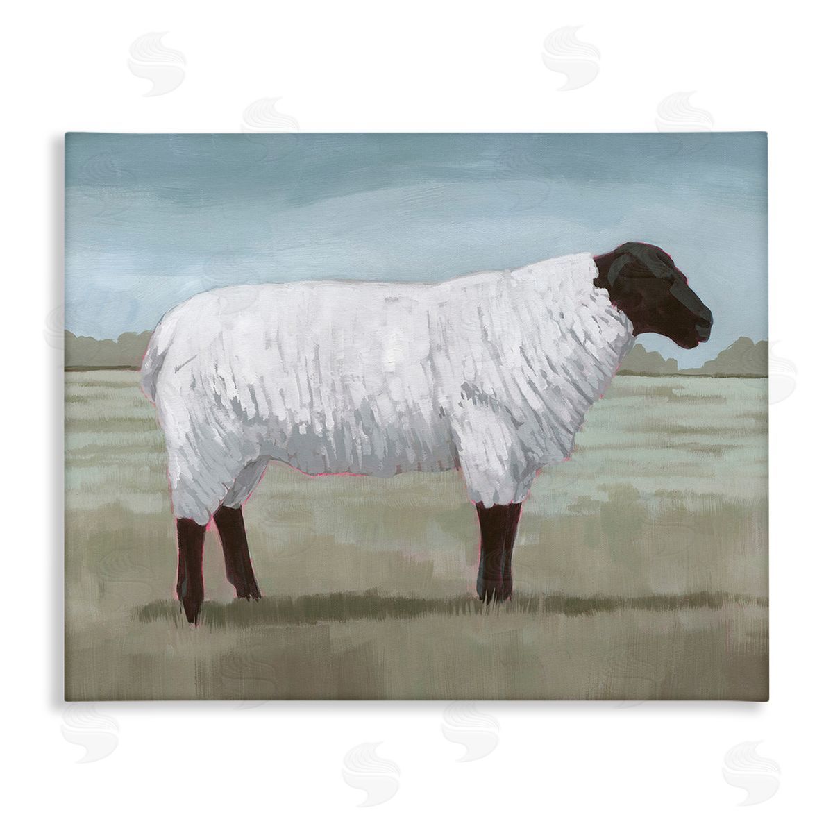 Grace Popp Sheep on Farm Painting Stretched Canvas Wall Art Print
