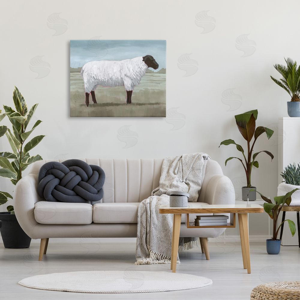 Grace Popp Sheep on Farm Painting Canvas Wall Art Print in Room