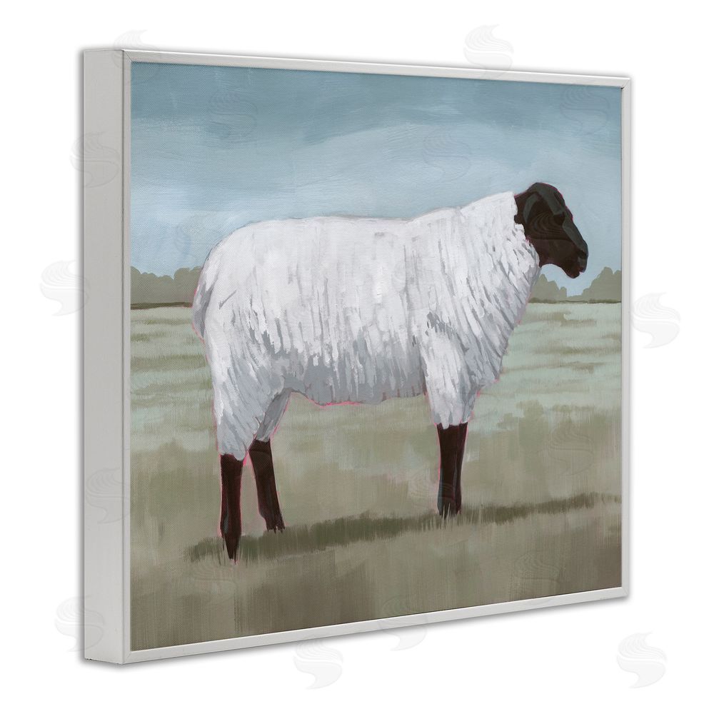 Grace Popp Sheep on Farm Painting White Framed Giclee Wall Art Print
