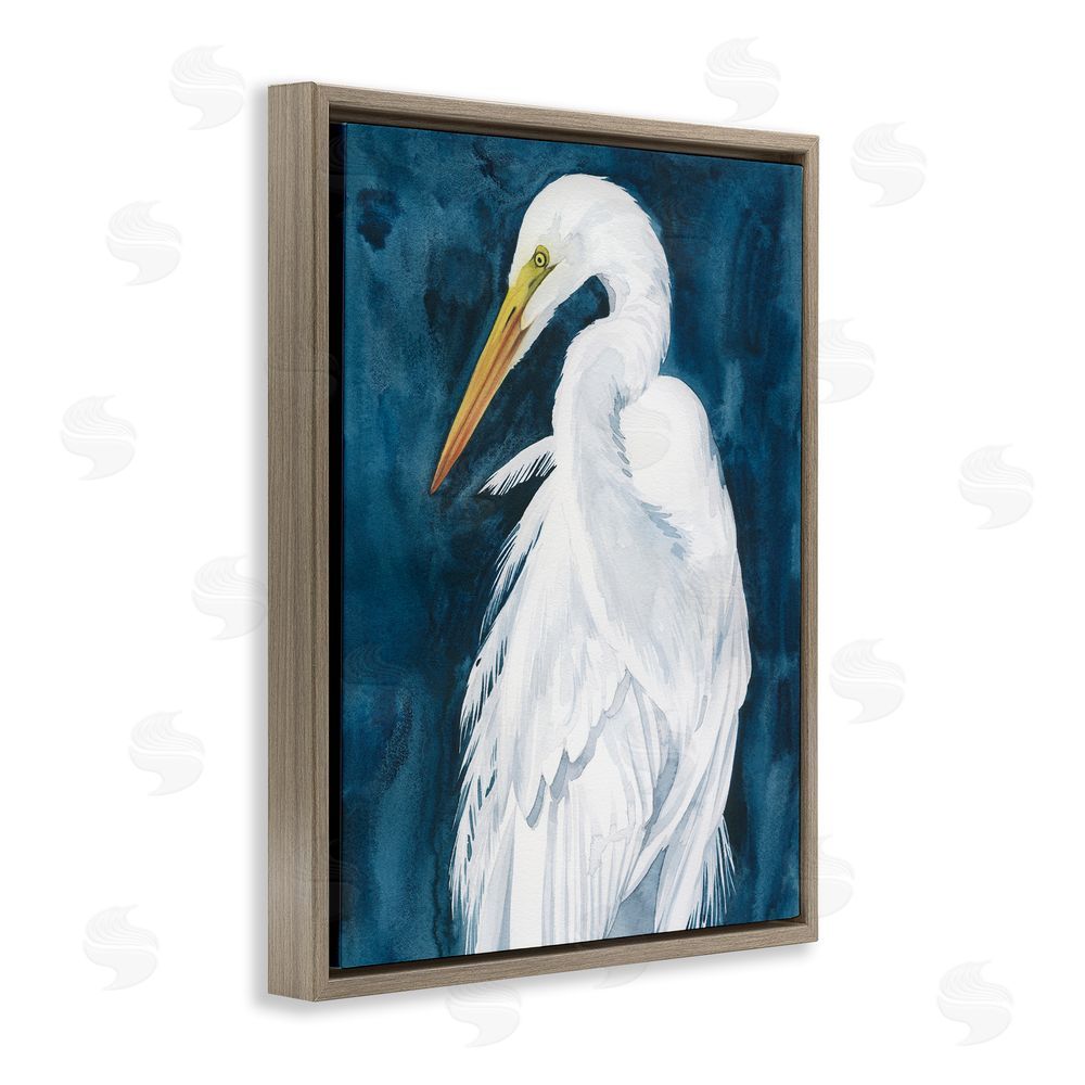 Grace Popp Nautical Bird Portrait Brown Floating Frame Canvas Wall Art Print