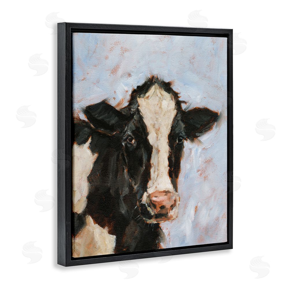 Ethan Harper Charming Cow Portrait Black Floating Frame Canvas Wall Art Print