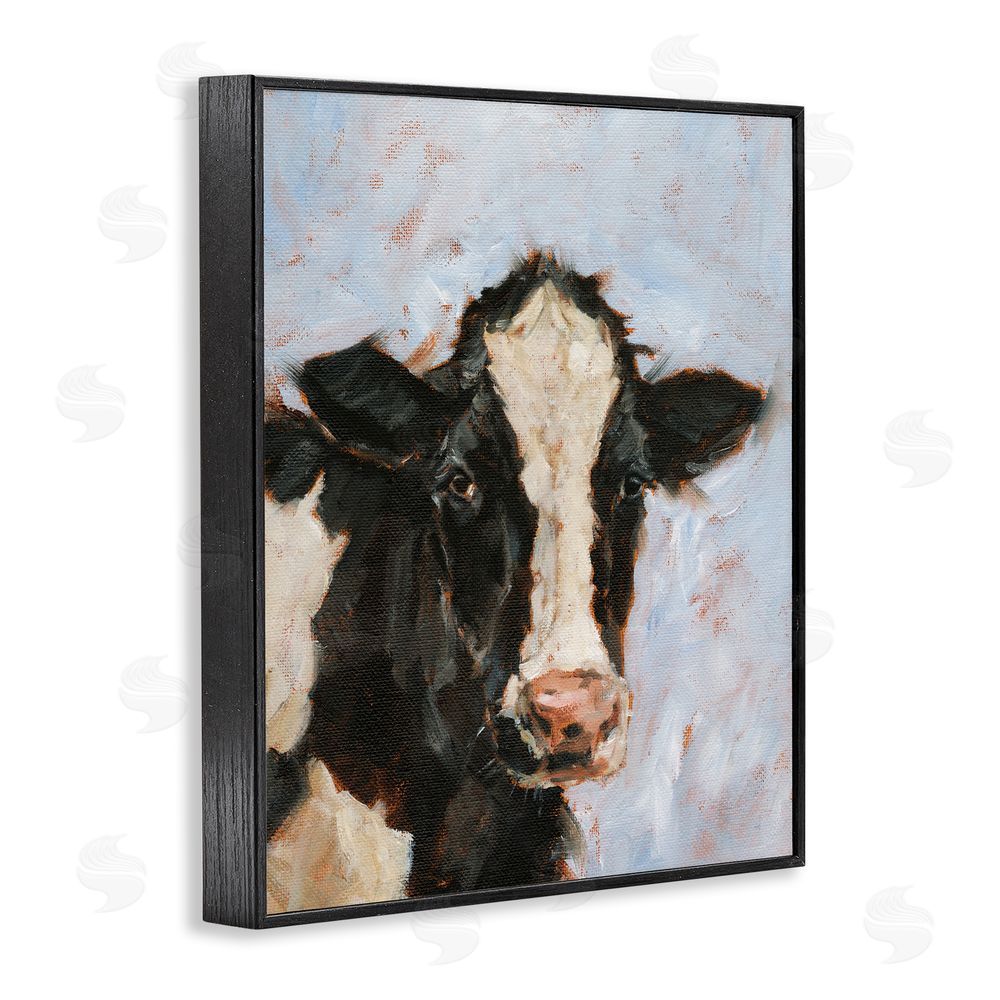 Ethan Harper Charming Cow Portrait Black Framed Giclee Wall Art Print