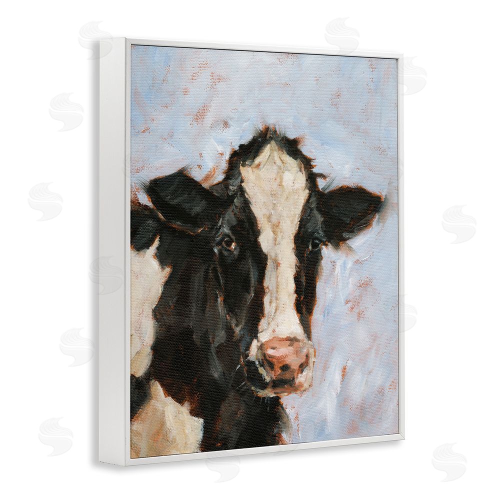 Ethan Harper Charming Cow Portrait White Framed Giclee Wall Art Print