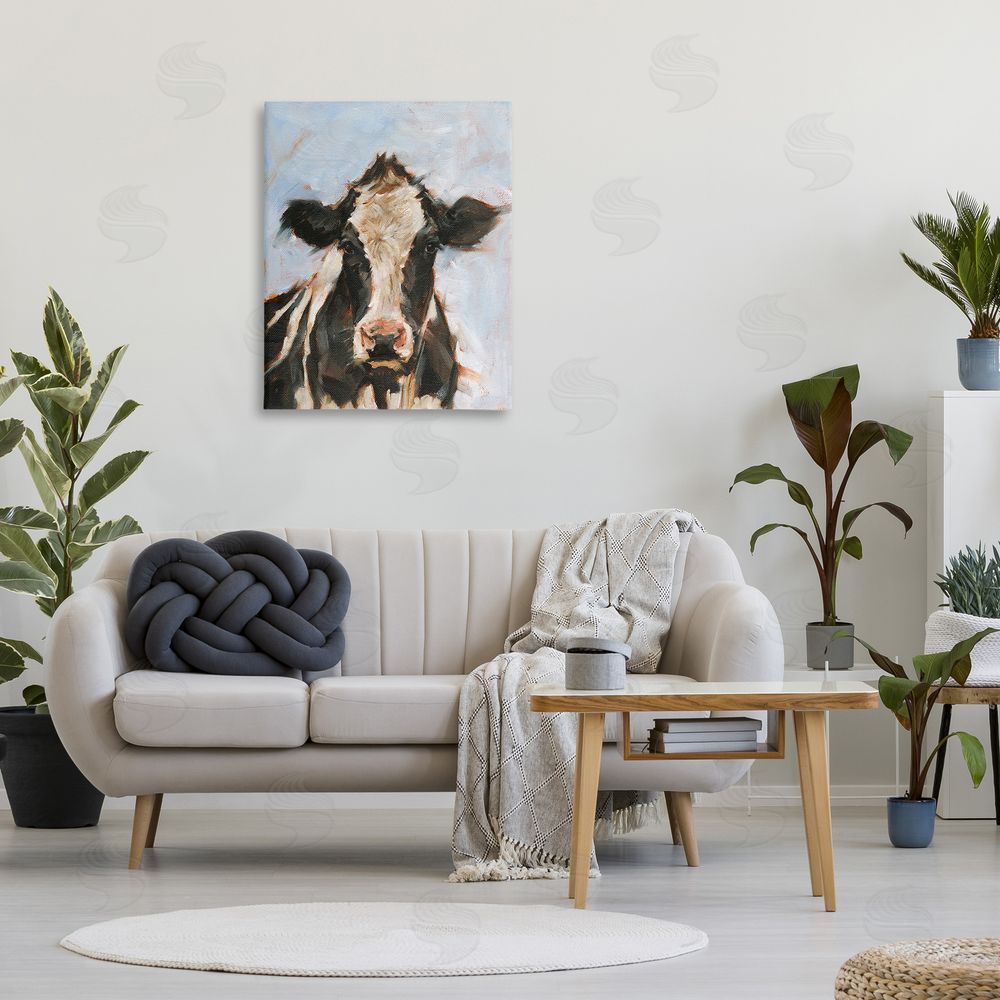Ethan Harper Expressive Cow Portrait Canvas Wall Art Print in Room