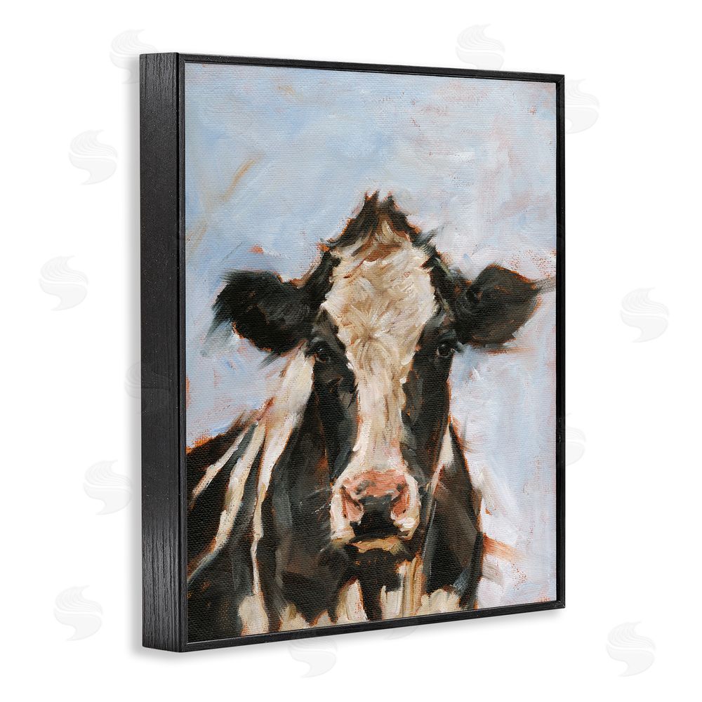 Ethan Harper Expressive Cow Portrait Black Framed Giclee Wall Art Print