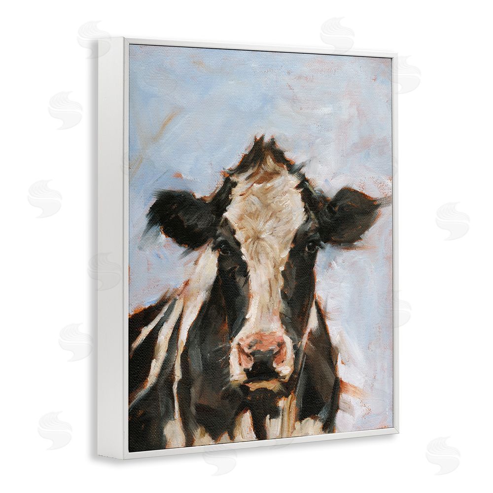Ethan Harper Expressive Cow Portrait White Framed Giclee Wall Art Print