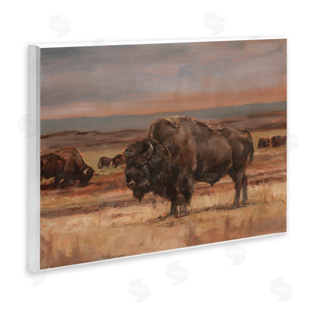 Ethan Harper Rural Pasture with Bison Wall Plaque Art Print