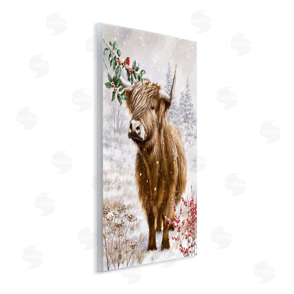 Ian Saxton Cattle with Winter Berries Wall Plaque Art Print