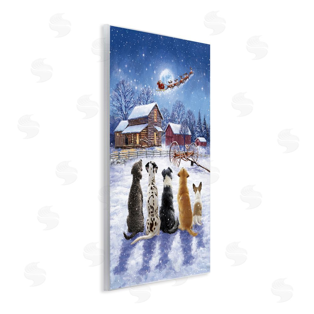Ian Saxton Snowy Farm Dogs Wall Plaque Art Print