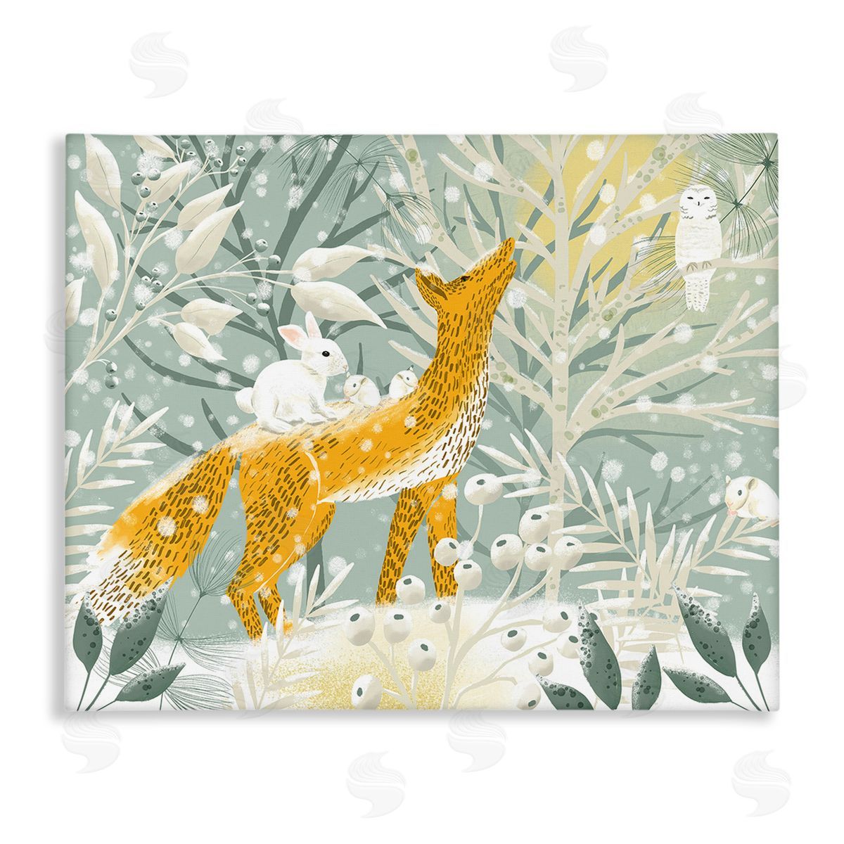 Ginger Deverell Winter Forest Animals Stretched Canvas Wall Art Print