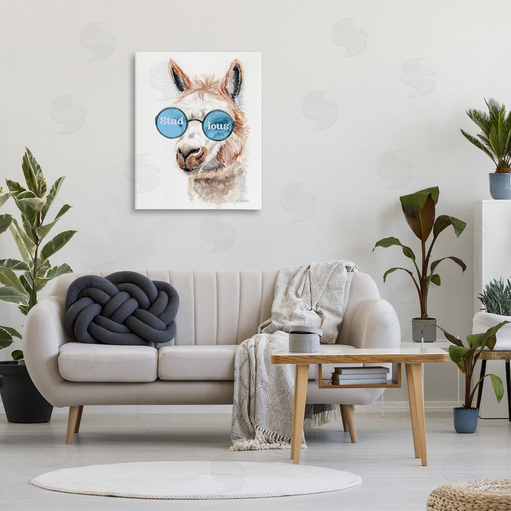 Jennifer Redstreake Stud-ious Funny Llama Canvas Wall Art Print in Room