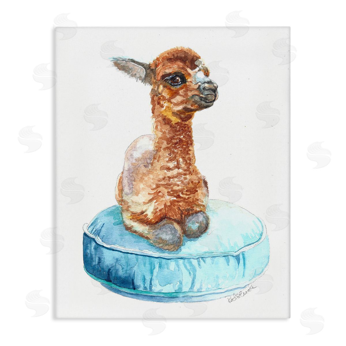 Jennifer Redstreake Baby Goat on Pillow Stretched Canvas Wall Art Print