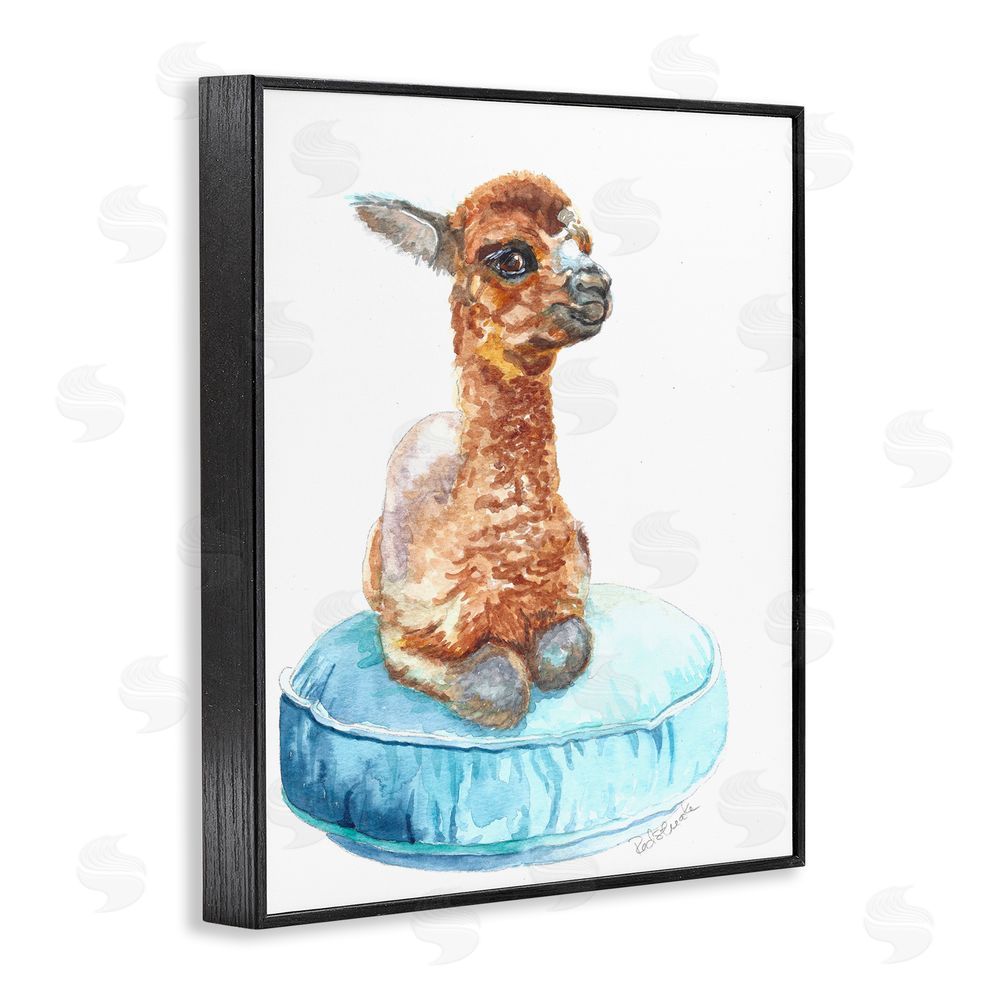 Jennifer Redstreake Baby Goat on Pillow Black Framed Giclee Wall Art Print