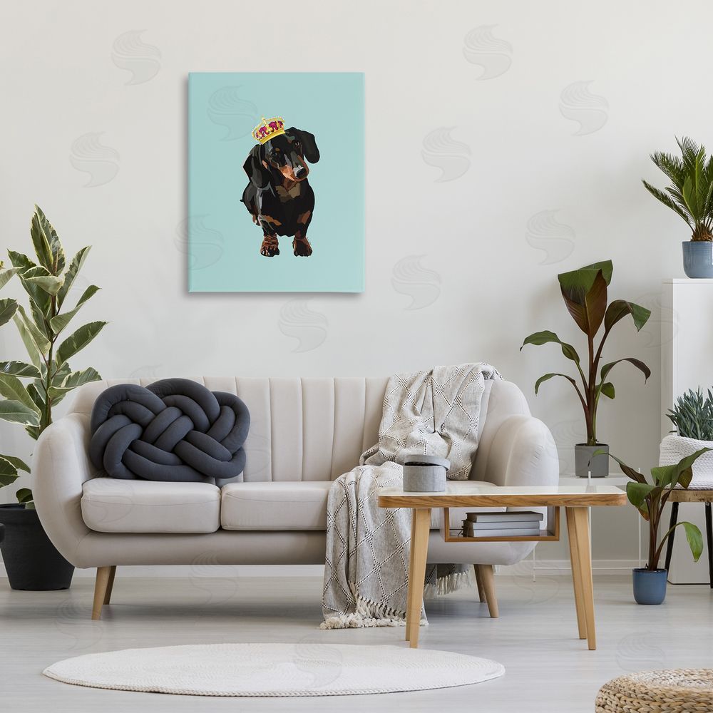Amelia Noyes Dachshund with Royal Crown Canvas Wall Art Print in Room