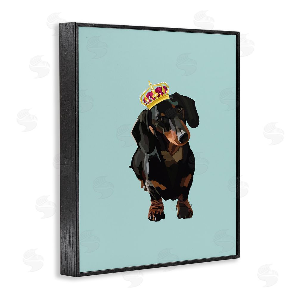 Amelia Noyes Dachshund with Royal Crown Black Framed Giclee Wall Art Print
