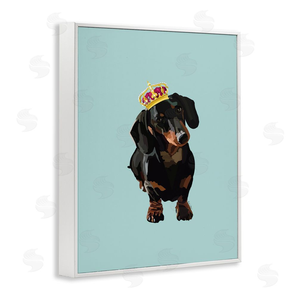 Amelia Noyes Dachshund with Royal Crown White Framed Giclee Wall Art Print