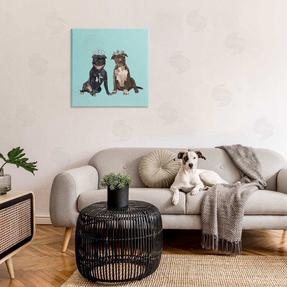 Amelia Noyes Royal Pit Bulls with Crowns Canvas Wall Art in Room
