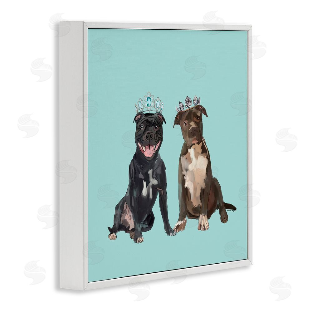 Amelia Noyes Royal Pit Bulls with Crowns White Framed Glicee Wall Art Print