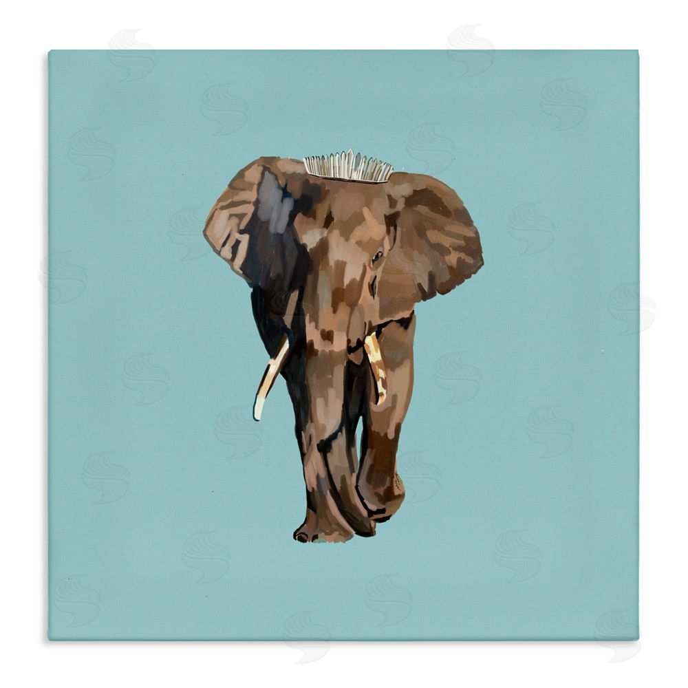 Amelia Noyes Elephant in Tiara Crown Stretched Canvas Wall Art Print