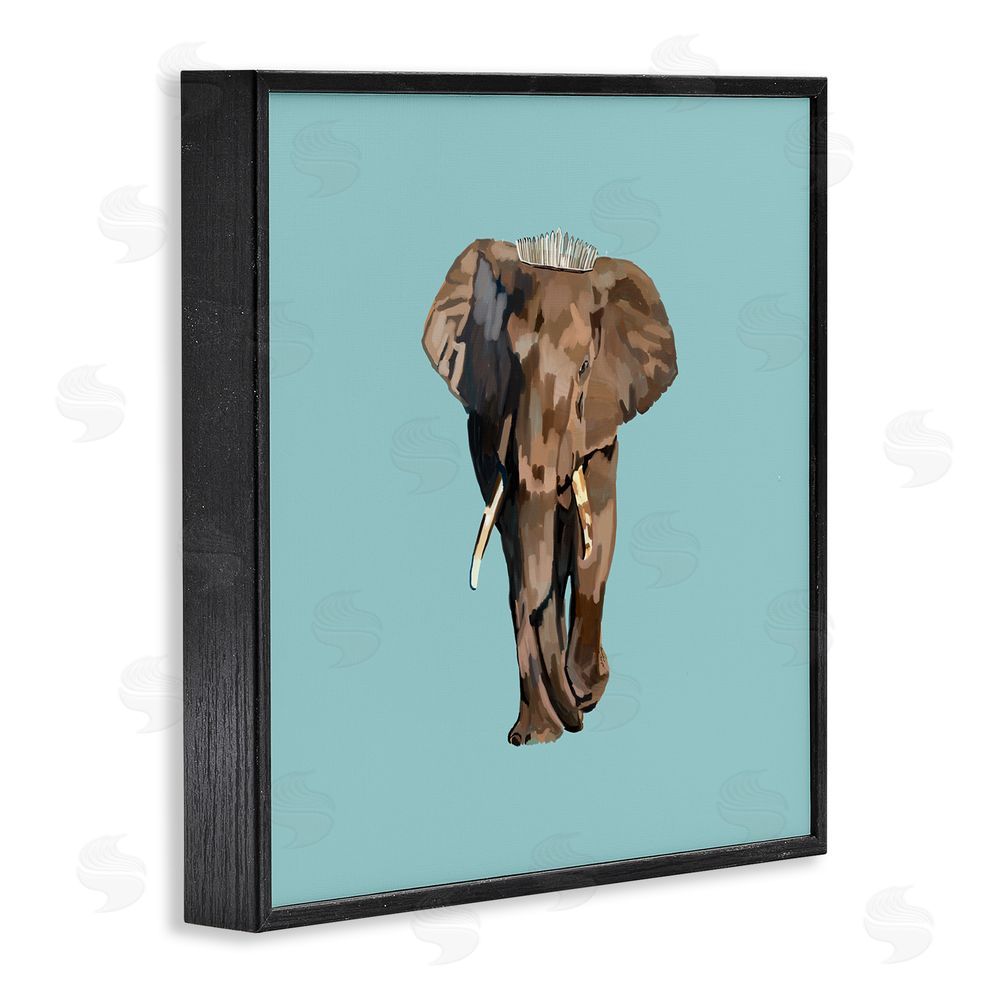 Amelia Noyes Elephant in Tiara Crown Black Framed Glicee Wall Art Print