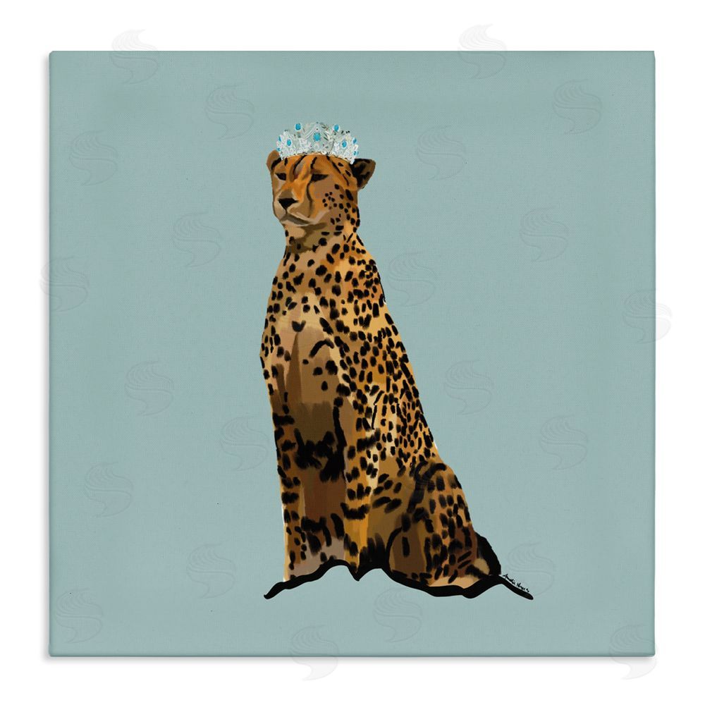 Amelia Noyes Regal Leopard with Crown Stretched Canvas Wall Art Print