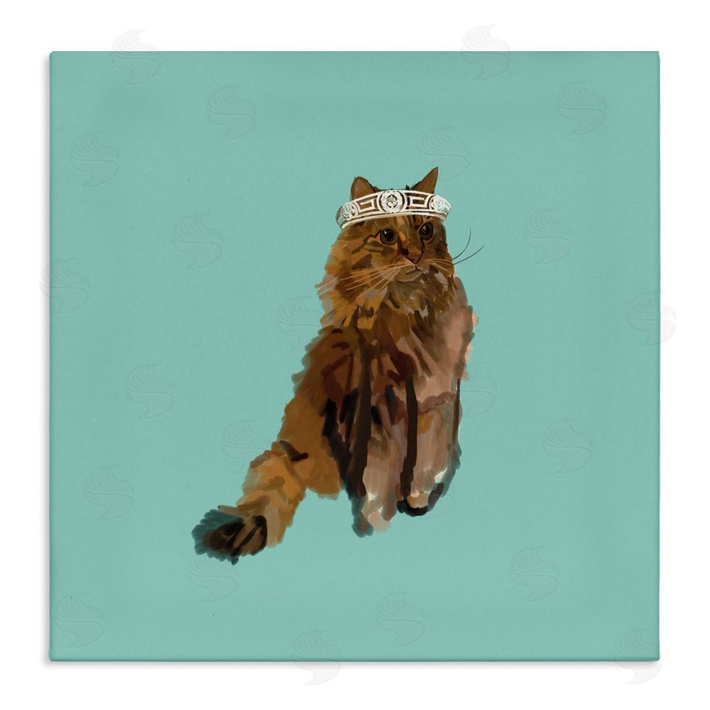 Amelia Noyes Royal Cat in Crown Stretched Canvas Wall Art Print