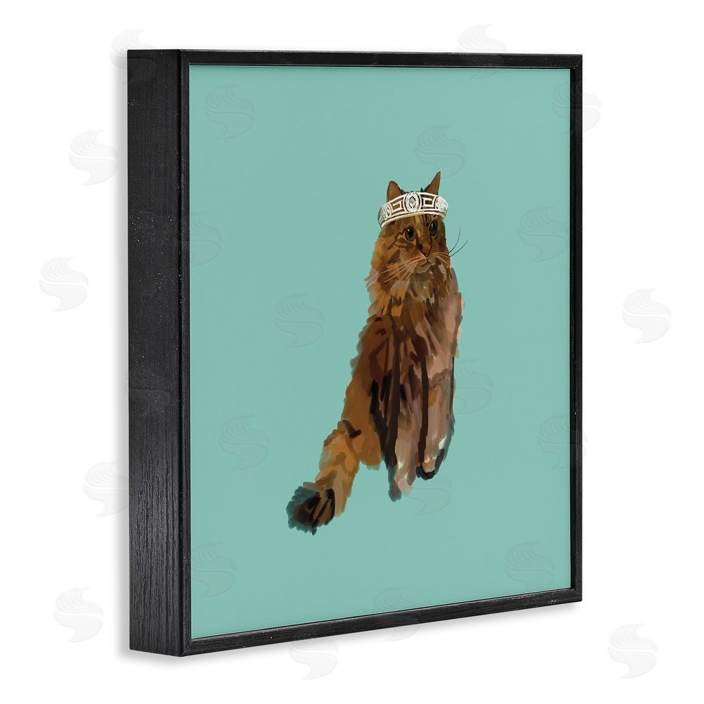 Amelia Noyes Royal Cat in Crown Black Framed Glicee Wall Art Print