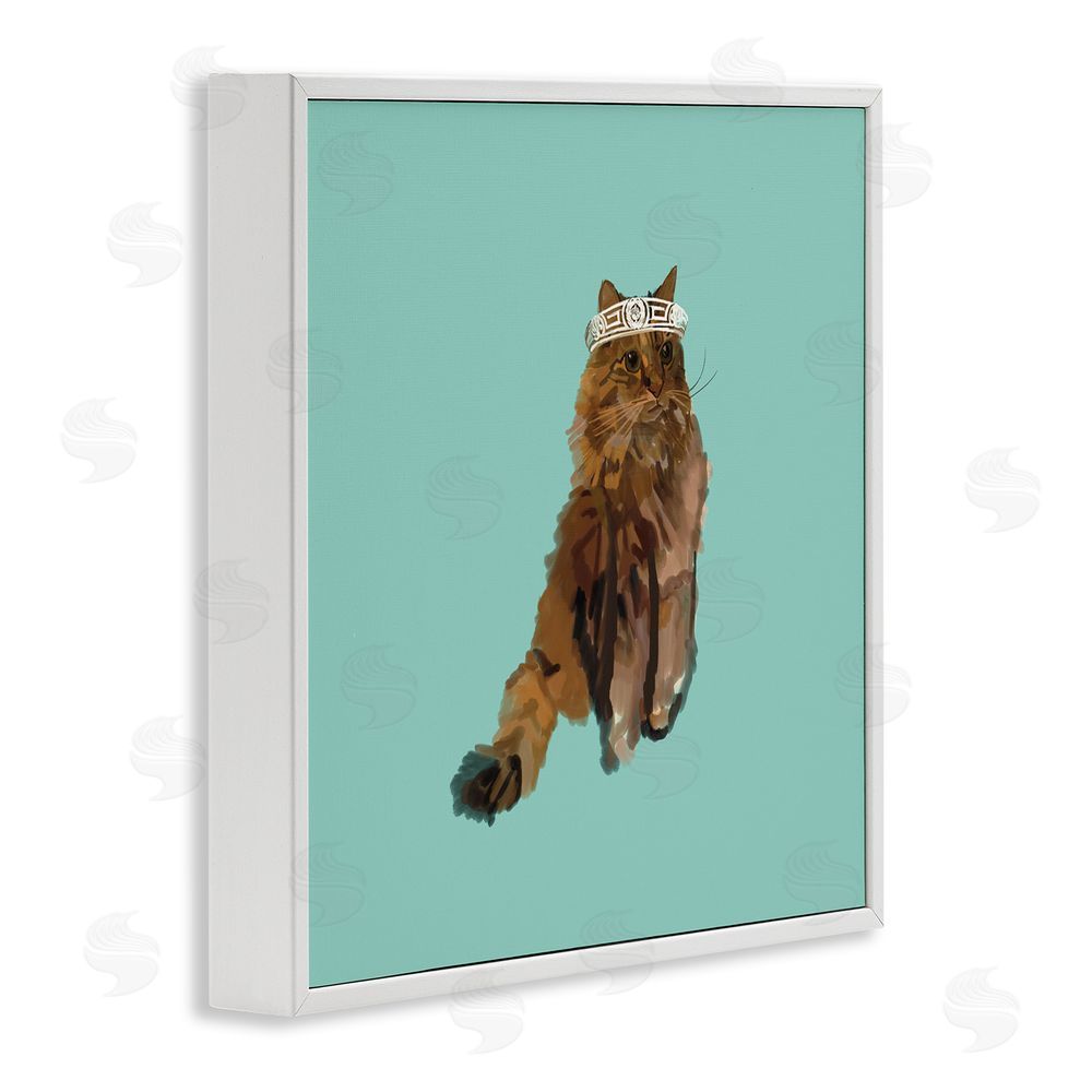 Amelia Noyes Royal Cat in Crown White Framed Glicee Wall Art Print