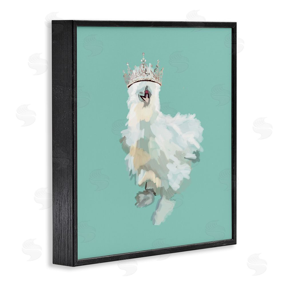 Amelia Noyes Silkie Chicken in Crown Black Framed Glicee Wall Art Print