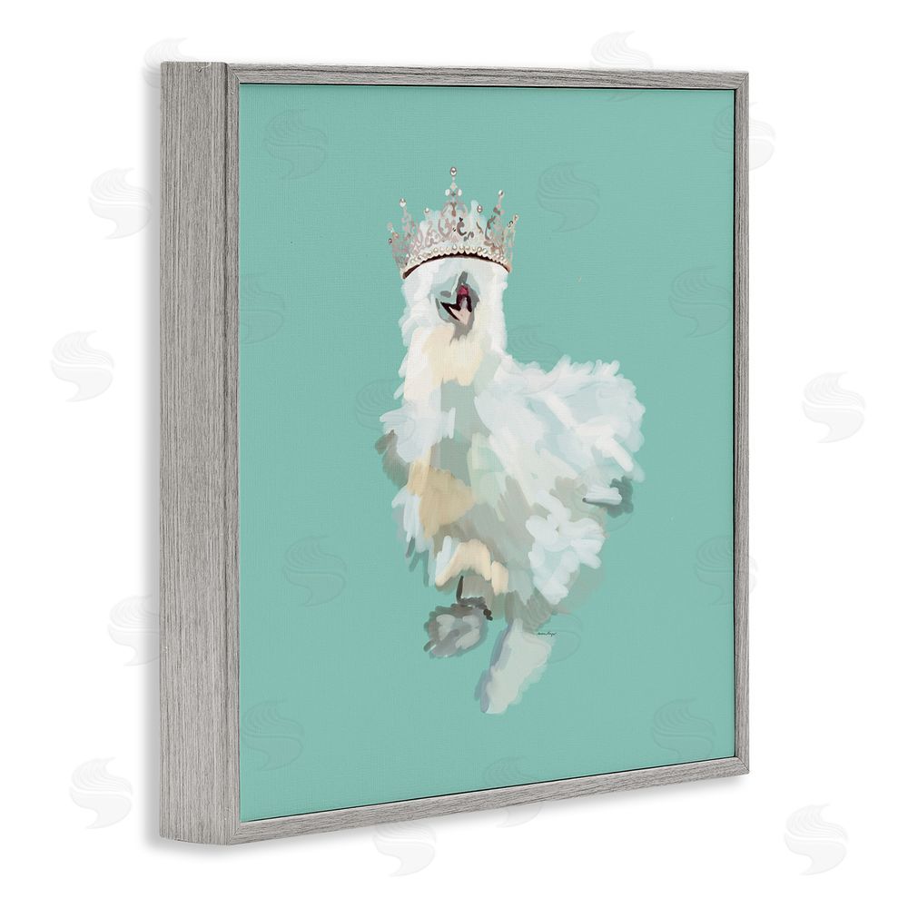 Amelia Noyes Silkie Chicken in Crown Gray Framed Glicee Wall Art Print