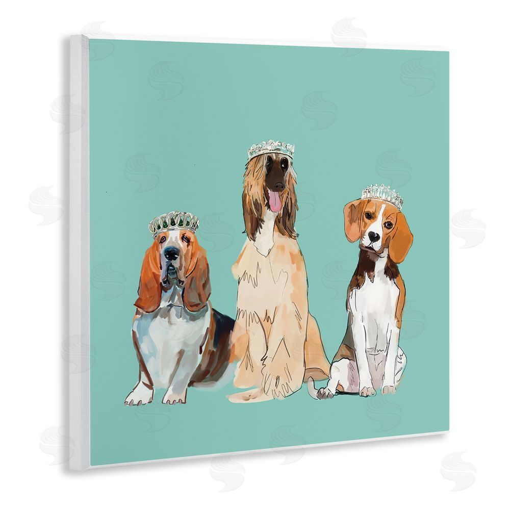 Amelia Noyes Regal Dogs with Crowns Wooden Wall Plaque Art Print