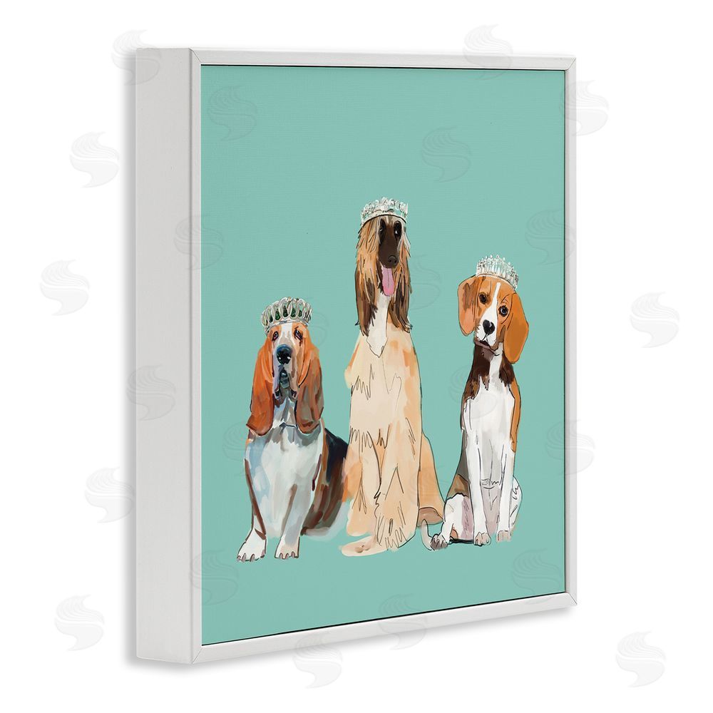 Amelia Noyes Regal Dogs with Crowns White Framed Glicee Wall Art Print